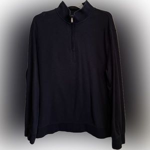 ⭐️Van Heusen 1/4 Zip Metal Pull Fleece Lined Sweatshirt Blue XXL Banded Cuff XXL